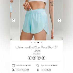 Size 6 BNWT Lululemon baby blue shorts